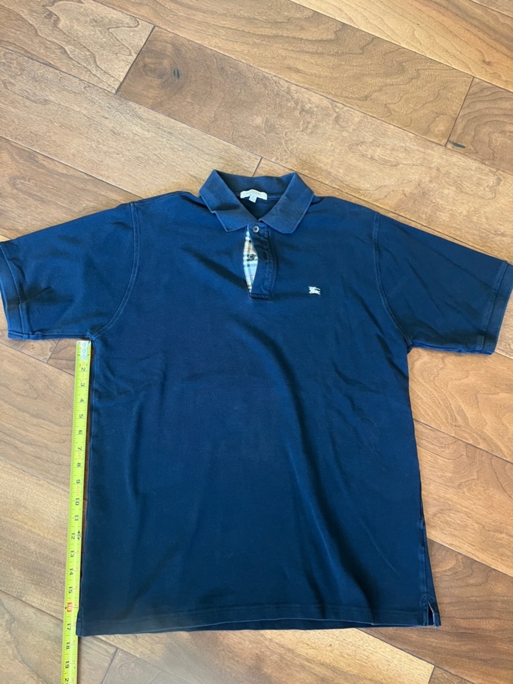 Burberry Men’s Navy Polo with Iconic Check Placket